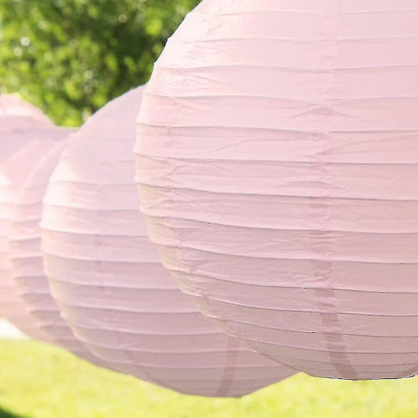 12 stk Papirlykter Multifargede Dekorative Runde Papirlykter for Festivalfest Jubileum med 4 Størrelser - Perfekt Light Pink