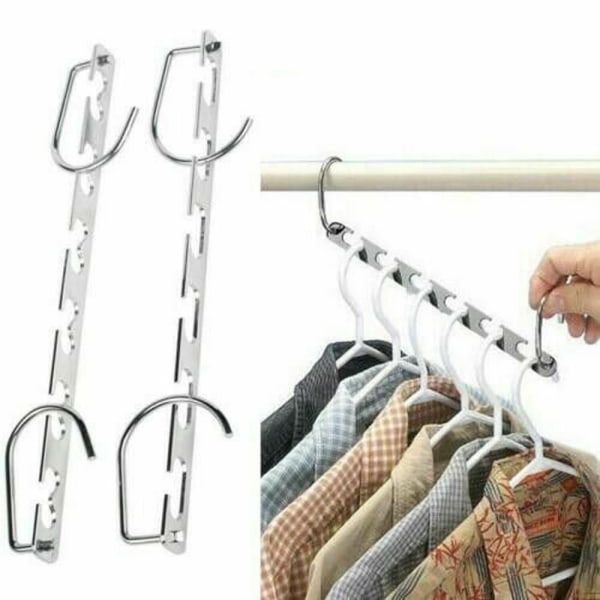 6 stk Magic Hanger Kroker Space Coat Closet Garderobe Organizers - Perfet silver