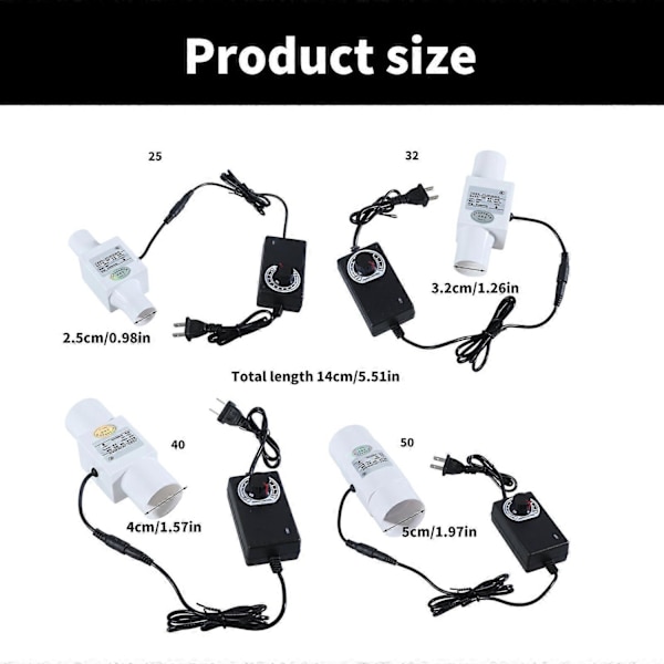 Inline Kanalventilator med Variabel Hastighedsregulator 12V Ventilationsudsugningsventilator Rørventilator til Luftvarme Køleforstærker-Perfet 50mm