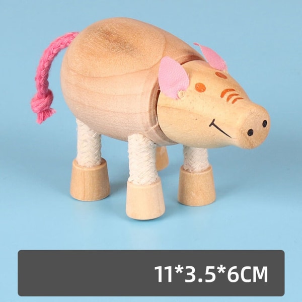 1 stk (lyserød gris) Husdyrlegetøj i træ - Dyrefigur i træ - Perfet