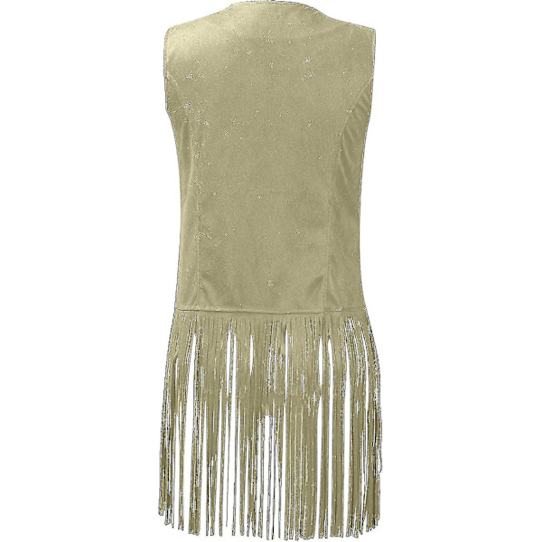 70-tals Toppar Kompatibla Kvinna Cowgirl Skjorta Disco Fringe Väst Jacka-Perfekt Green 3XL