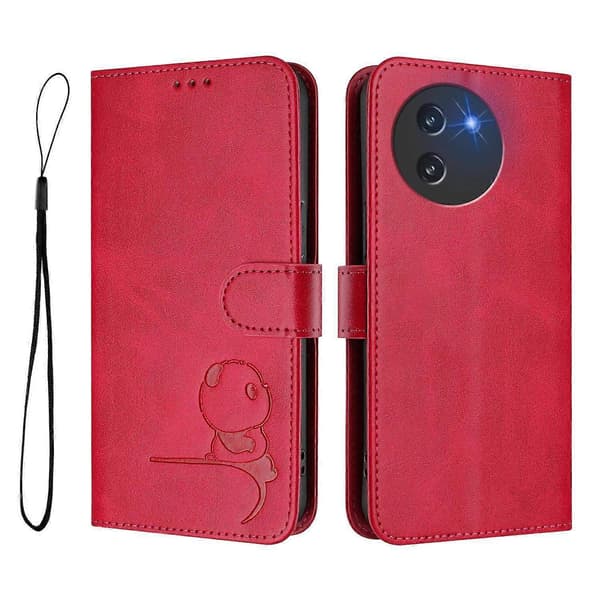 Panda RFID PU Telefonfodral Kompatibelt med Doogee Note 59 / Note 59 Pro-Perfet Rose Red