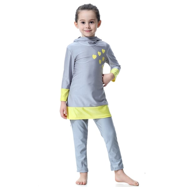 Barn Flickor Burkini Badkläder Heltäckande Cover Badkar - Perfet Grey 90cm