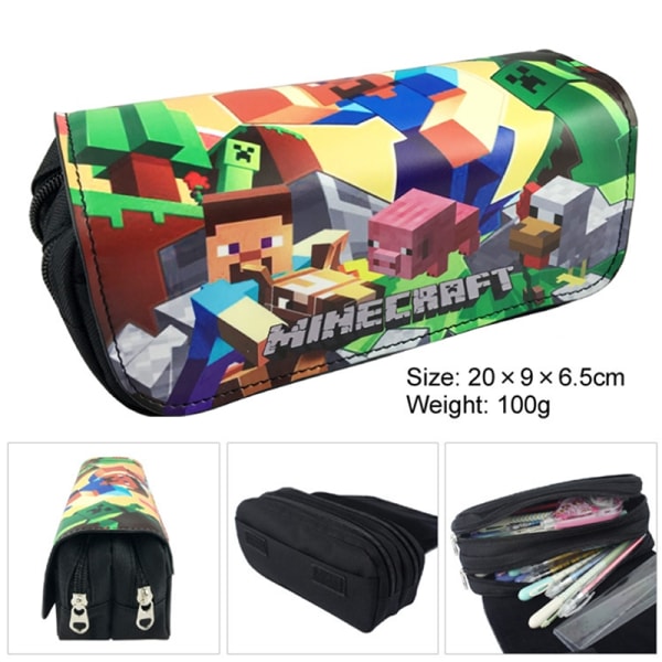 Minecraft Case Barn Pojkar Flickor Canvas Dubbel Zip - Perfet G