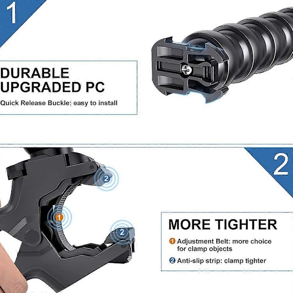 Flex Clamp Arm Fäste med Justerbar Svanhals Flexibla Käftar Clip Fäste Hållare för GoPro Hero 10 9 8 7 4 Actionkamera Stöd-Perfet 19 Joints With Clip
