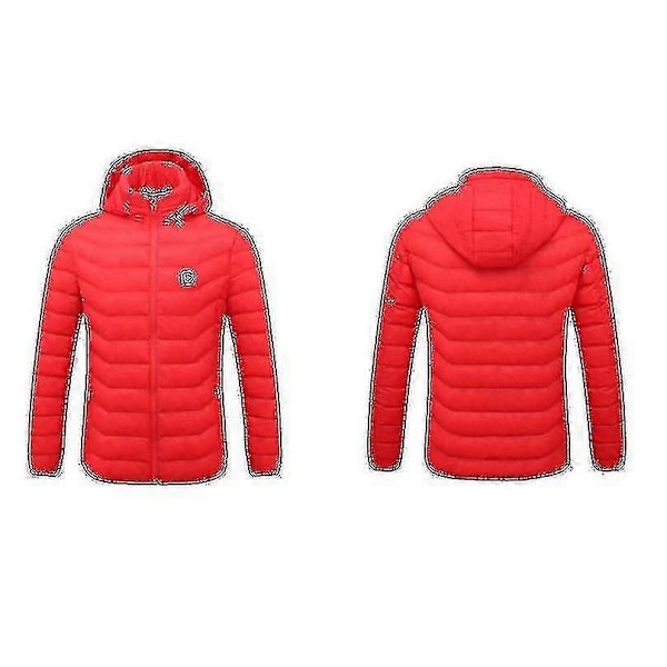 Uppvärmd jacka, vinter utomhus varm elektrisk uppvärmd jacka, 8 värmezoner - Perfekt Red M