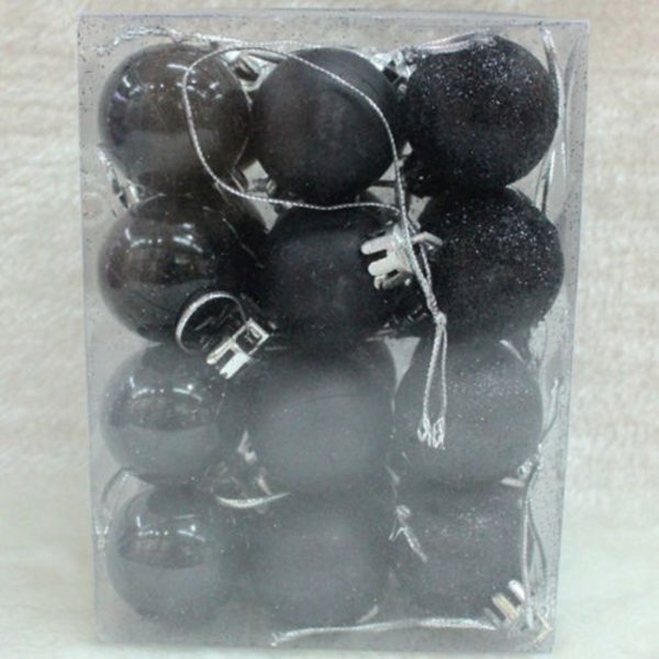 24 st julgranskula hängande prydnader Hemfestinredning Black 24pcs