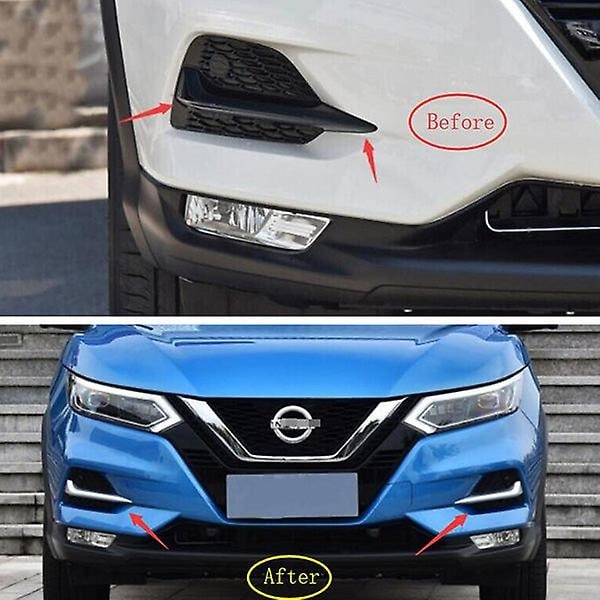 Auto Tilbehør Front Tågelygter Lampe Øjenlåg Øjenbryn Dæk Trim Krom Passer Kompatibel med Nissan Qashqai J11 2018 2019 Abs-Perfet