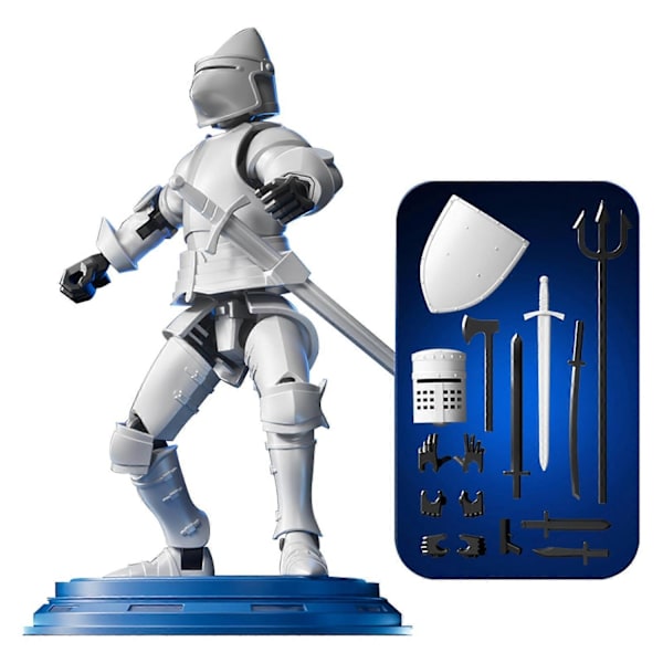 Dummy 13 Robot Actionfigur i rustning, T13 Femte generationens medeltida riddare med vapen och sköldar, helkroppsaktivitetsrobot, magnetisk spelfigur White