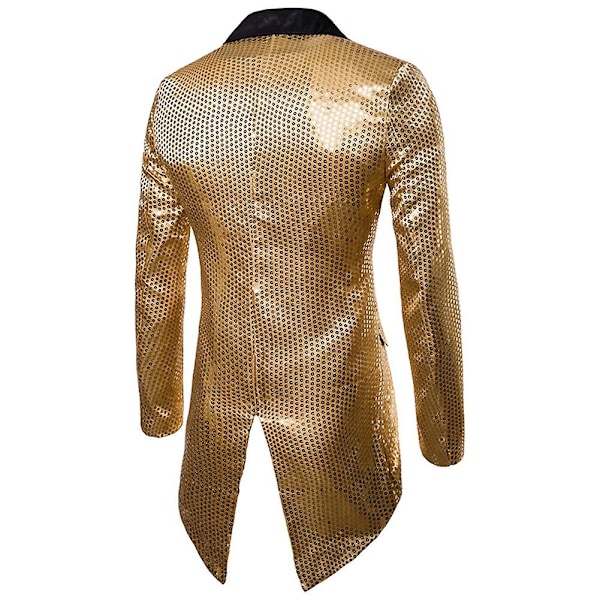 Sliktaa Paljett Frack Kavaj Herr Kostym Jacka Fest Show Tux Klänning Kappa - Perfekt Gold M