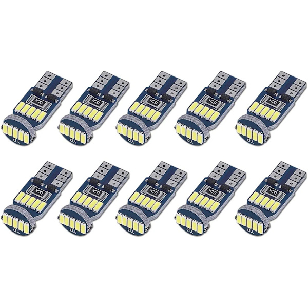 10-pack T10 W5W Canbus feilfrie LED-pærer Hvit 6000K - Perfet