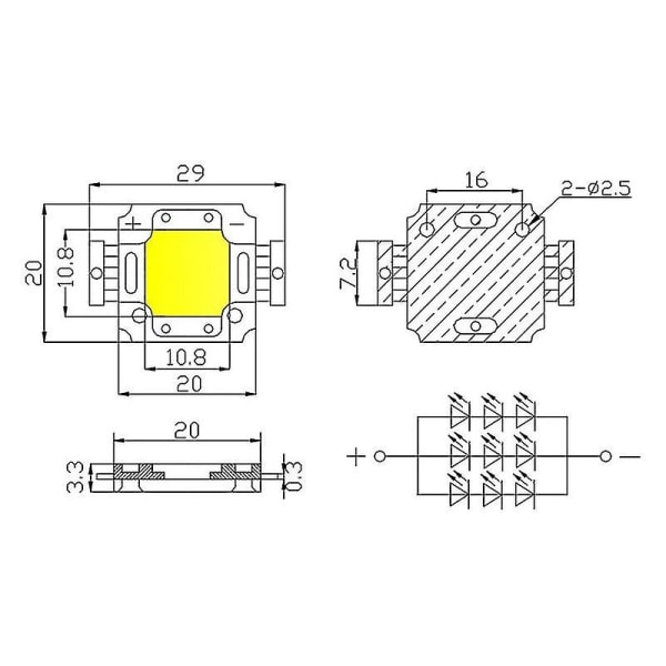 Power LED-chip 10w lila ultraviolett ljussändare komponenter Diod 10 W ultraviolett glödlampa - Perfet