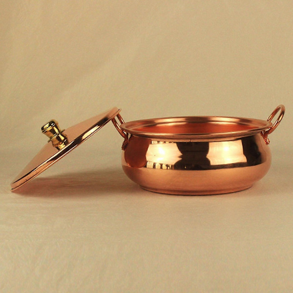 Ren Kobbergryde Binaural Gryde Kogegryde med Låg Simrepande Kobber Køkkenudstyr 18cm-Perfet 20cm