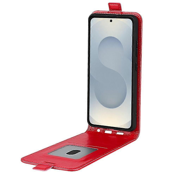 Kompatibel med R64 Tekstur Vertikal Flip Lær Telefonveske-Perfet Red For Samsung Galaxy S25 Edge 5G