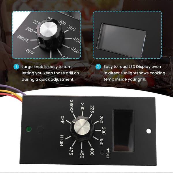 Digital termostatkontrollpanel for vedfyrte griller, kompatibel med PB700, 340, 440, 820, BBQ-Perfet