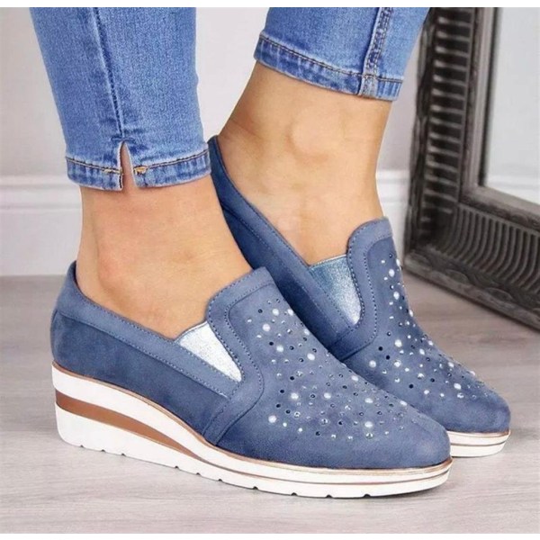 Dame rhinestone pailletter med kilehæl tynde sko Casual sneakers - Perfet  Blue 35 0d91 | Blue | 35 | Fyndiq