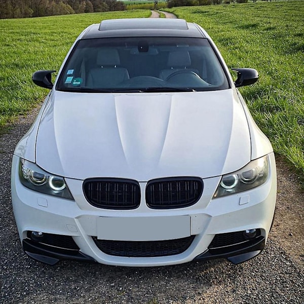 Glans Sort Forreste Bumper Lip Hjørne Dæk Trim Nedre Beskytter Splitter Spoiler til- E90 320I 330I-Perfet