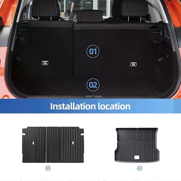 Kompatibel med Xpeng G6 Bilmatter Bagasjeromsmatte TPE 3D Xiaopeng Fotmatte Vanntett Luktfri Brettsett SVART-Perfet 3pcs floor mats