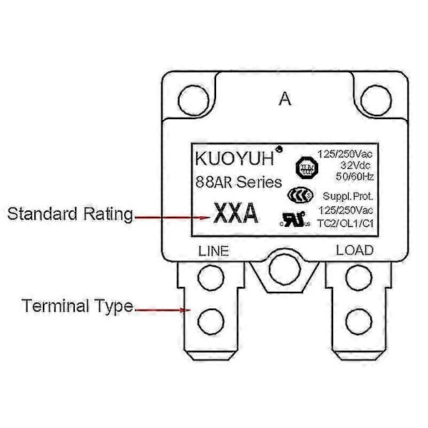88ar 3a 4a 5a 7a 8a 9a 10a 11a 12a 13a 14a 15a Automatisk Återställningsbrytare Överbelastningsskydd Överströmsskydd Kompatibel med Kuoyuh-Perfet 10A