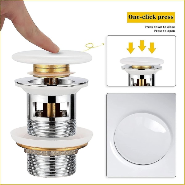 Universal Handfat och Handfat Överlopp Set - Keramisk Pop Up Ventil  Tillverkad av Mässing Avfallsventil Sink Plug Set - Perfet 2c75 | Fyndiq
