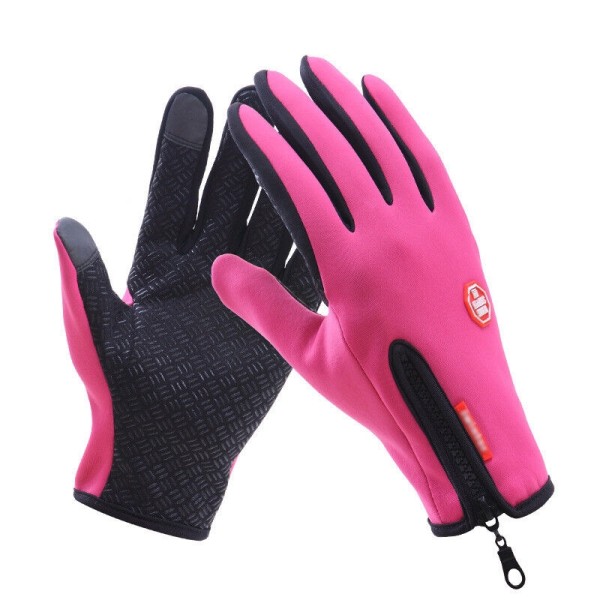 Winter Warm Vindtät Vattentät Anti-slip Thermal screen Handskar - Perfet Pink XL