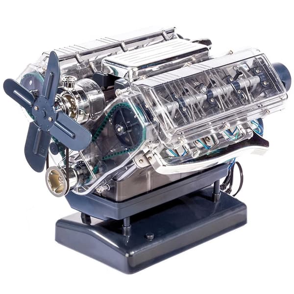 DIY Mini V8 Motormodell Kit Fungerande Miniatyr Motor Silver js-Xin