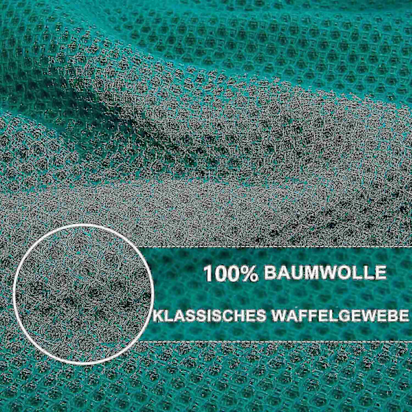 6-pack 100% Bomull Frotté Köksdukar - Hängögla för Disk och Köksrengöring - Perfekt Blue-green 34*34cm