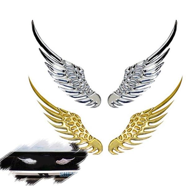 1 par bil Auto Motorcykel Body Sticker 3D Eagle Angel Wings - Perfet Gold