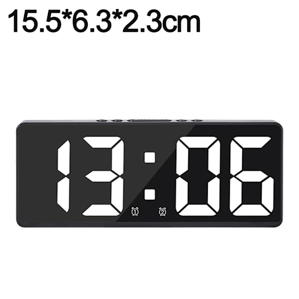 Digital väckarklocka för sovrum, med temperaturjustering - Perfet Black shell white light