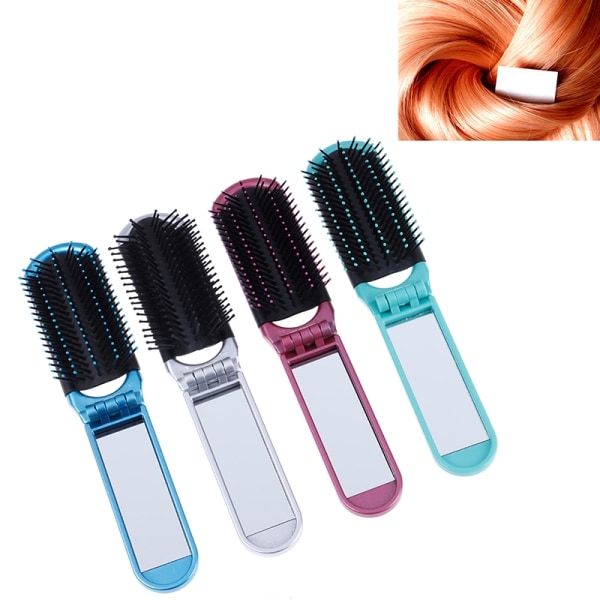 hopfällbar hårborste med kompakt spegelficka - Perfet Purple