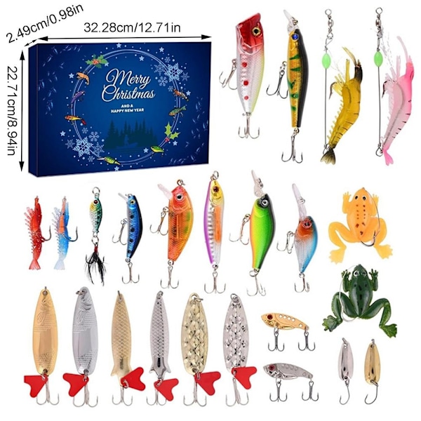 Christmas Advent Calendar 2023 Fishing Christmas Calendar Fishing Bait 24 Days Christmas Calendar Surprise Countdown-Perfet