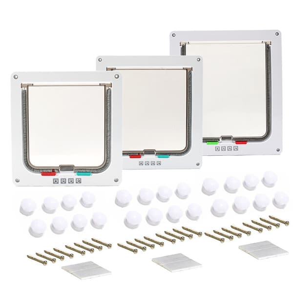 Pelsdør 4-vejs Lille Medium Stor Hunde Kattelem Magnetisk hvid ramme S - Perfekt s
