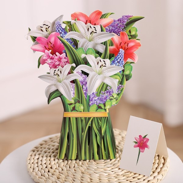 3D mors dag lykønskningskort bundt papir udskårne blomster gave - Perfet 2