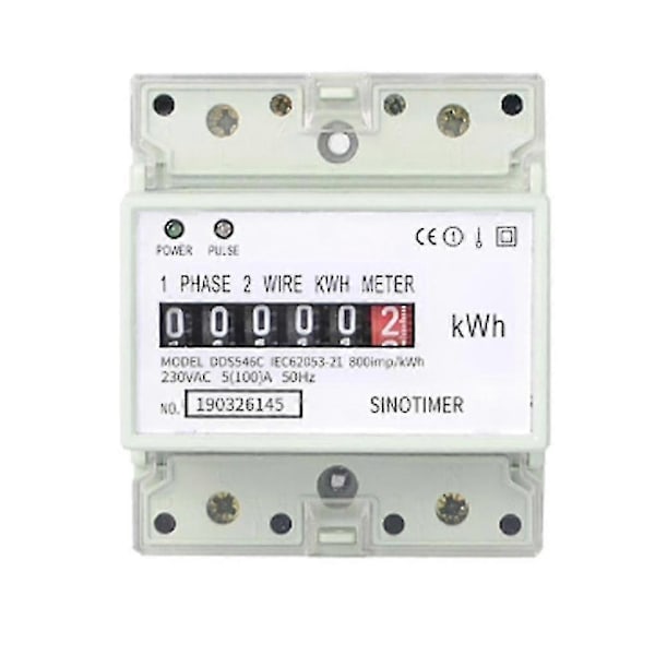 Elektrisk Enfas To Ledninger AC 220v 100a Energimåler Kwh Teller Forbruk Analog Elektrisitet-Perfet