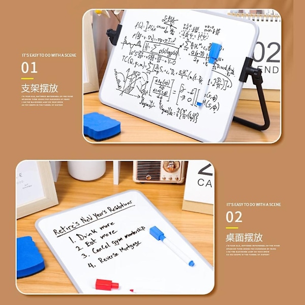 Magnetisk Liten Whiteboard, Mini A4 Whiteboard 30x21cm Dubbelsidig Whiteboard-Perfekt Gray