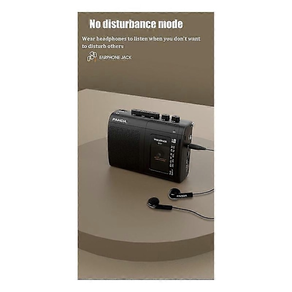 Panda 6501 Bärbar Kassett AM/FM Radio Retro Kassett Musikspelare Walkman Kassettbandspelare med Högtalare-Perfekt