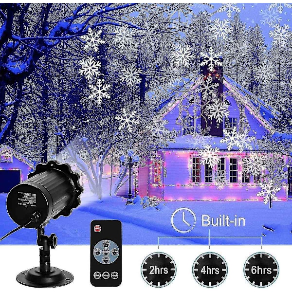 LED-projektor Julelys Snøfall Lys med Fjernkontroll IP65 Vanntett Utendørs og Innendørs Juledekorasjon Snøfnugg LED Jule-Perfekt