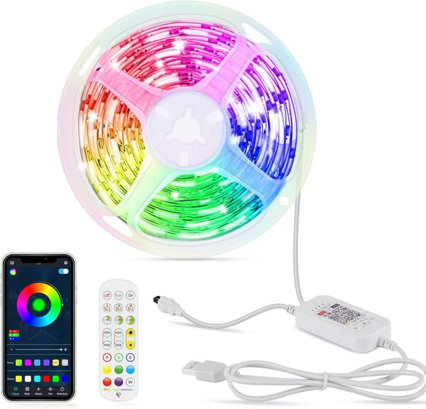 5M 5050 RGB LED-stripe, lysstripe kontrollert via fjernkontroll - Perfekt