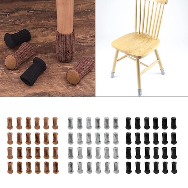 24 st Stolsbensstrumpor Högelastiska Möbelskydd med Tjocka Dynor - Perfekt Light grey