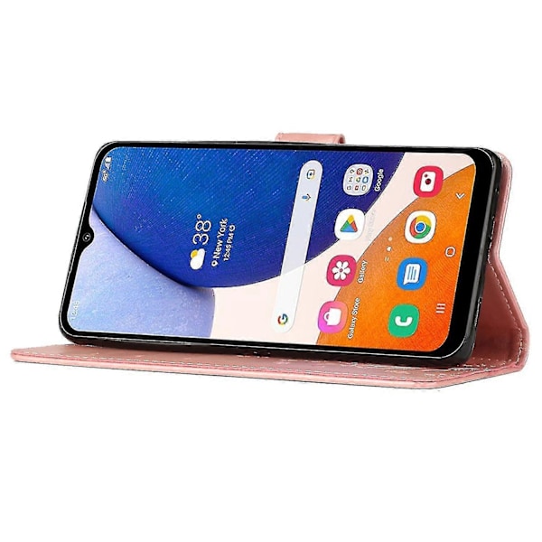 Kompatibel med Samsung Galaxy A55 5G Sommerfugl Læder Etui Telefon Cover med Stand Wallet-Perfet Rose Gold