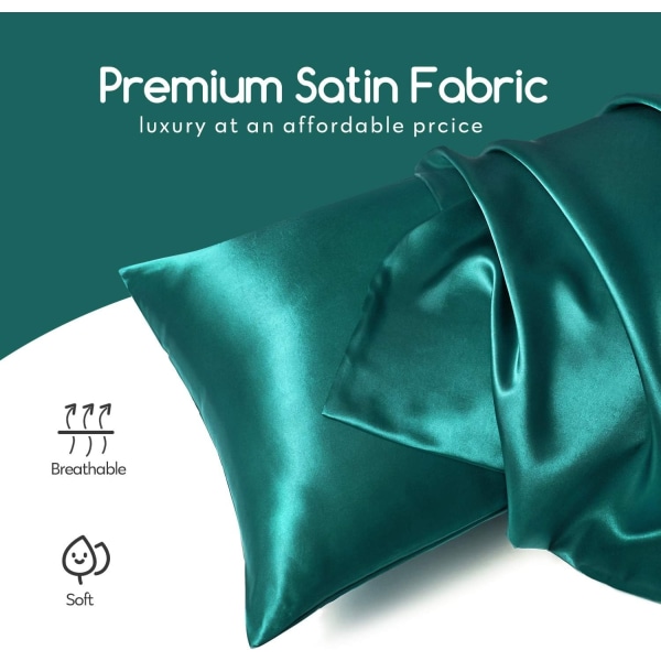 Silk Satin Örngott 2-pack (utan fyllmedel) - Perfet Teal 50X75cm