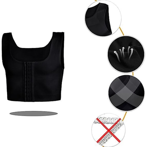 Menn's Kroppsshaper Brystbinder Flat Kompresjon 3 Raders Lukking Brystkorsett Vester-Perfet XXL