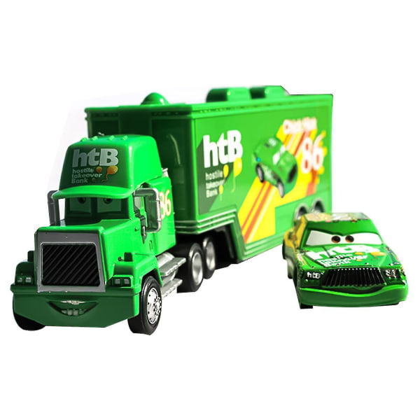 Set- Mcqueen The King Chick Hicks Mack Truck Uncle Diecast Vehicle Set H- Perfet green