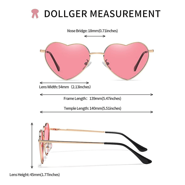 Hjertesolbriller Dame polarisert metallinnfatning Trendy Søt hjerteformede solbriller Beskyttende gull - Perfet