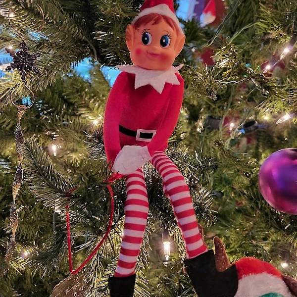 42 cm Jultomte som beter sig illa - Plyschleksak, Nyhet, Lång och Böjlig, Ostyrig Pojktomte på Hyllan, Jultomtar, Docka - Perfekt Red Girl