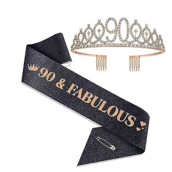 Party Krone Hodebånd Rhinestone Krone Hårtilbehør Første Års Nummer Bursdagskake Ornament Legering Hodebånd-Perfekt 90-1