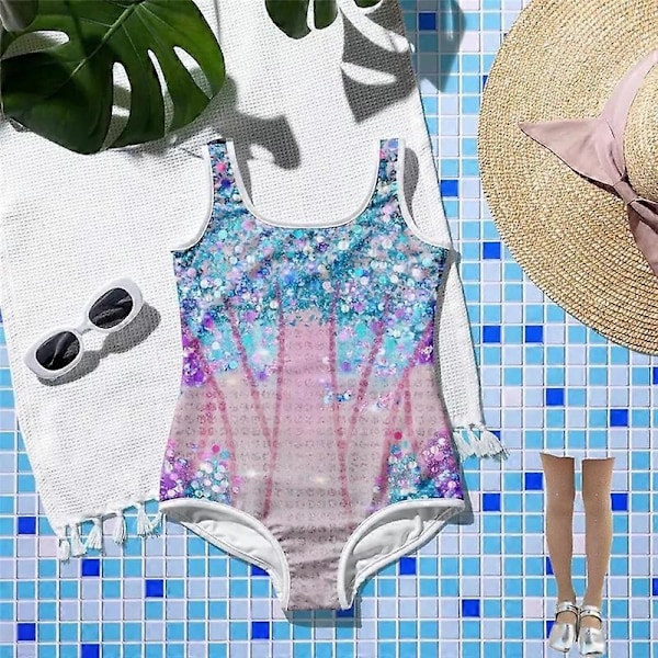 Børne Taylor Swiftie Print Badedragt Enkeltdel Badetøj Sceneoptræden Kostume-Perfekt 7-8Years