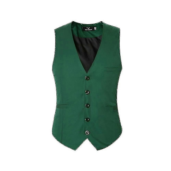 Herrar V-ringad kostymväst ren bomull slim fit fyra säsonger väst-Perfet Green L
