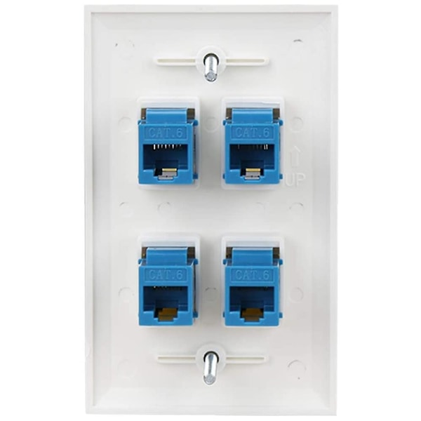 Ethernet Seinälevy 4 Portin Seinälevy Naaras-Naaras Yhteensopiva Cat7/6/6E/5/5E Ethernet Dev-Perfetin kanssa