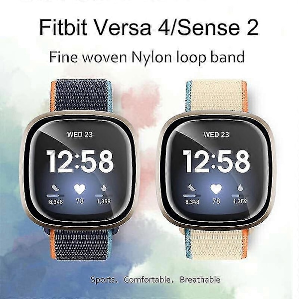 Kompatibel med Fitbit Versa 4/Sense 2 Mjuka Nylon Klockarmband Sport Loop Ersättningsarmband s202412242730-Perfet Dark Olive Green